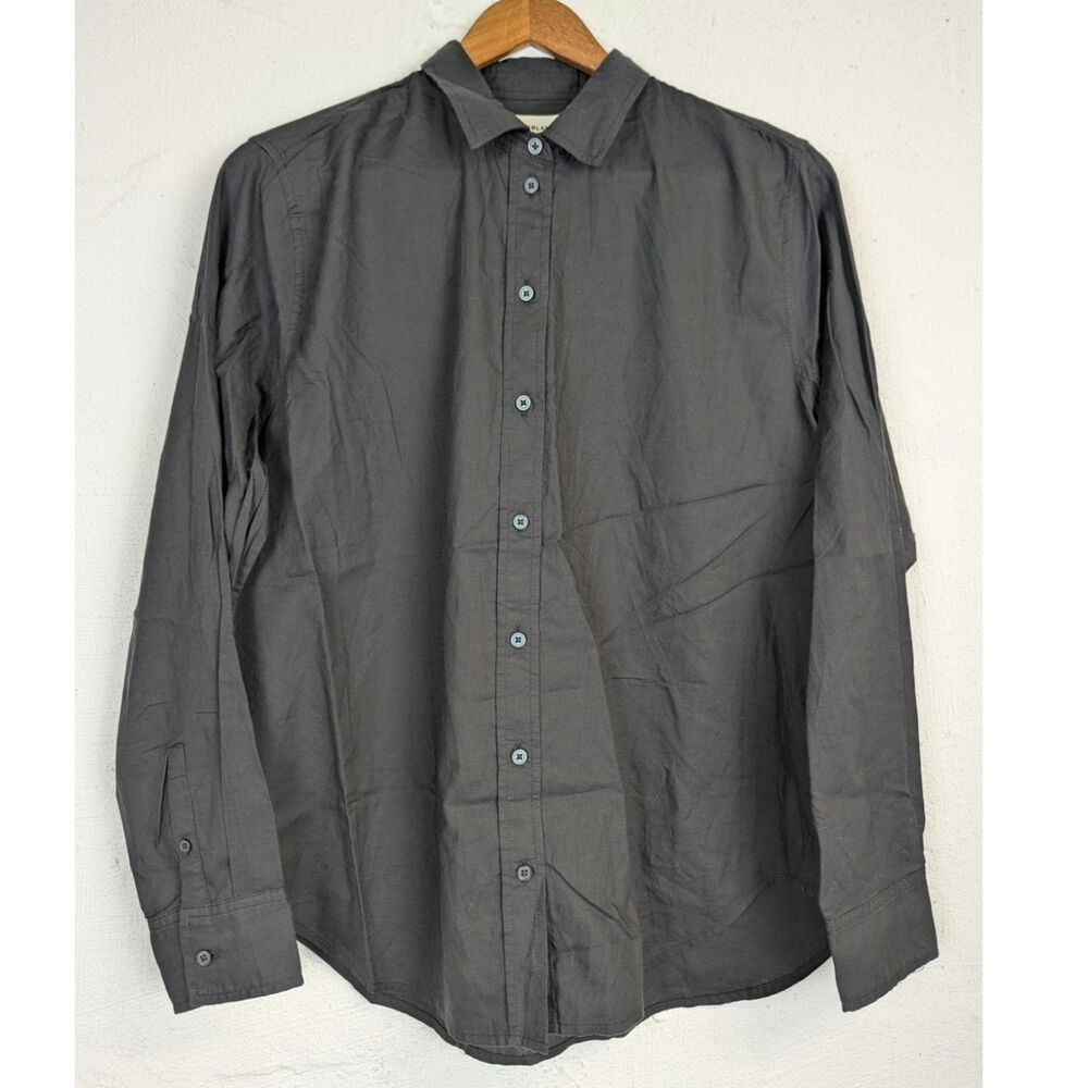 Everlane Button Up Shirt Black Supima Cotton Classic Office Oversized Womens 4